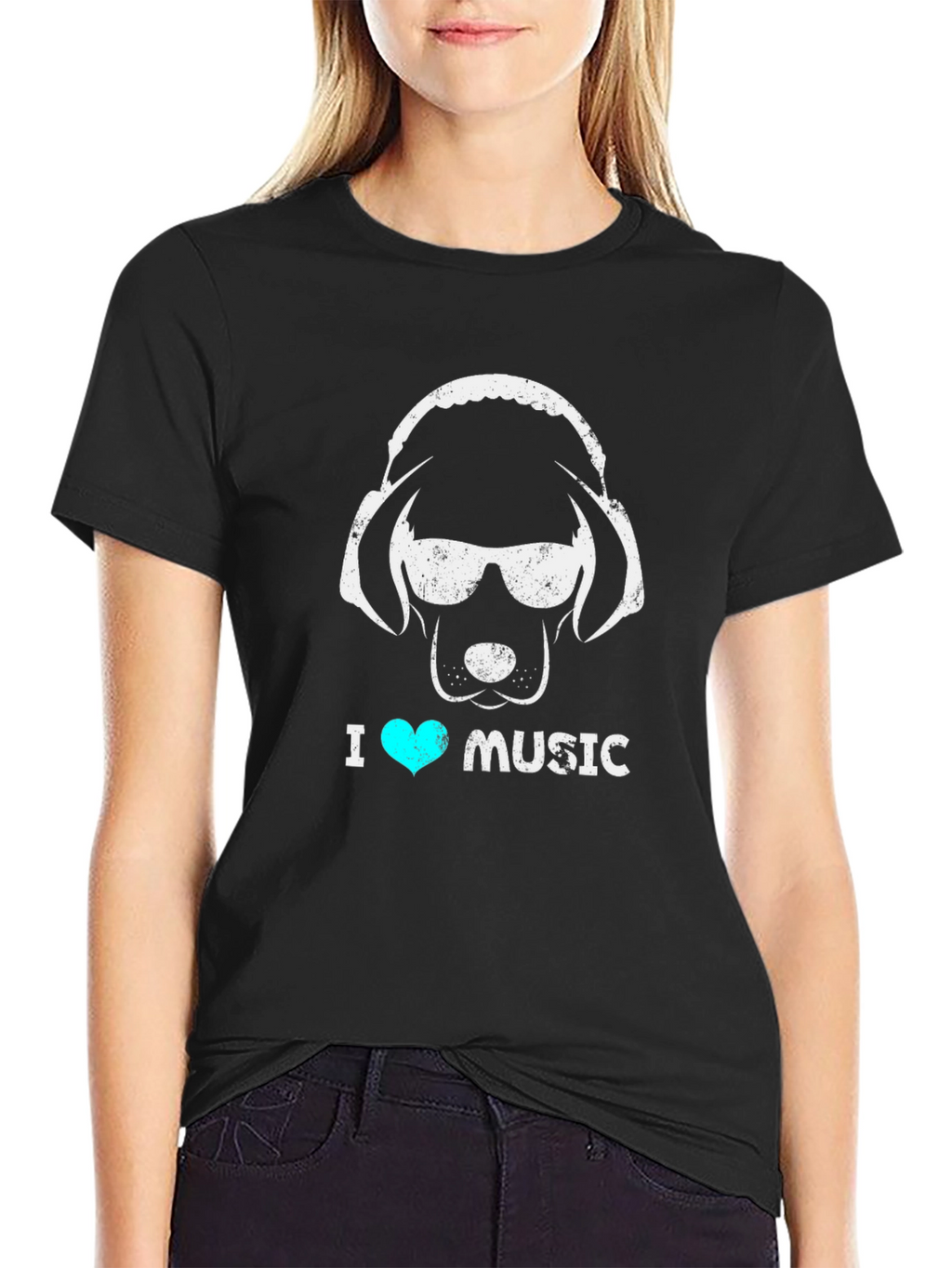 I Heart Music Dog Headphone T-Shirt