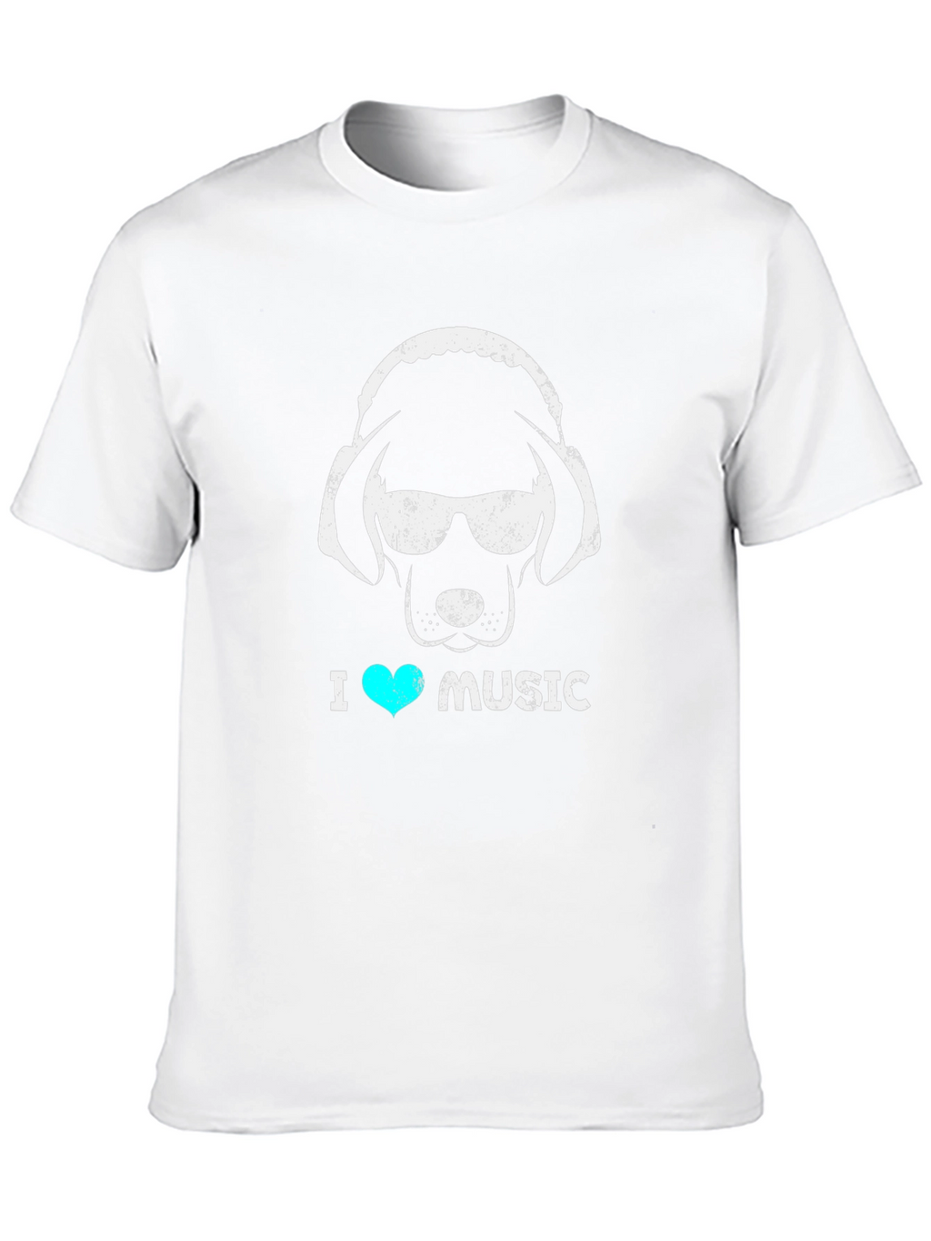 I Heart Music Dog Headphone T-Shirt