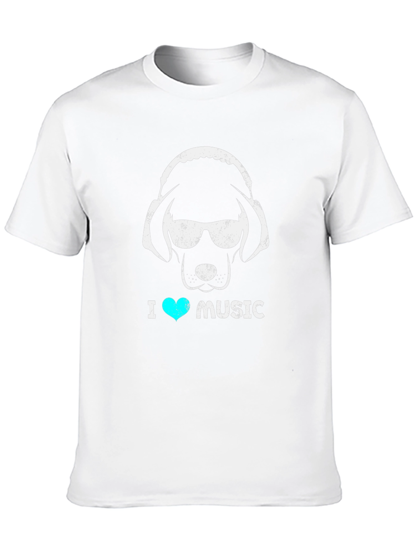 I Heart Music Dog Headphone T-Shirt
