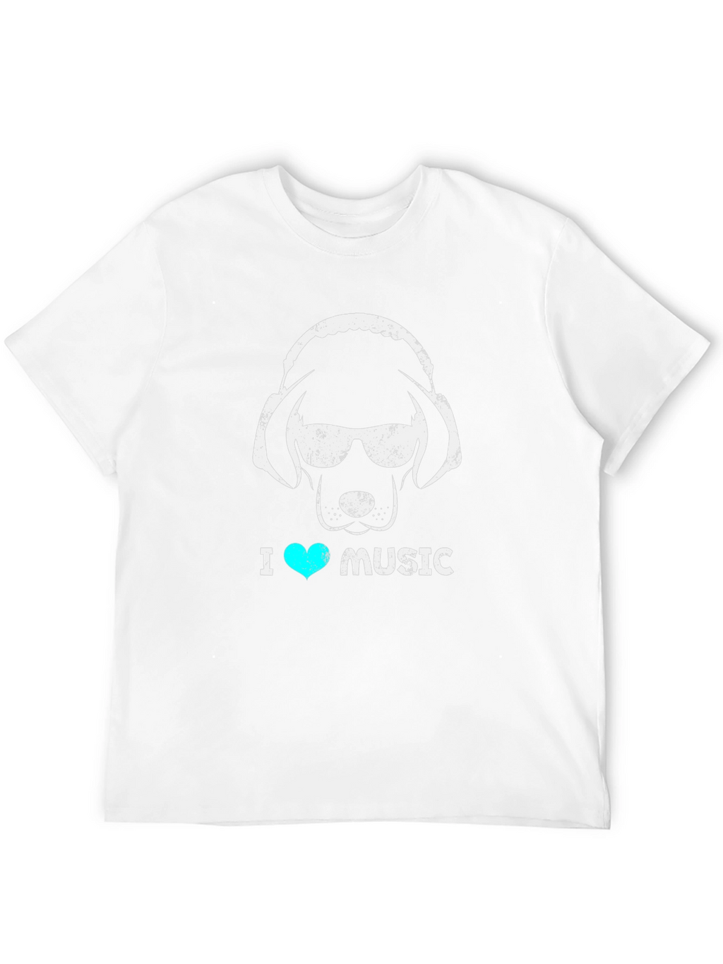 I Heart Music Dog Headphone T-Shirt