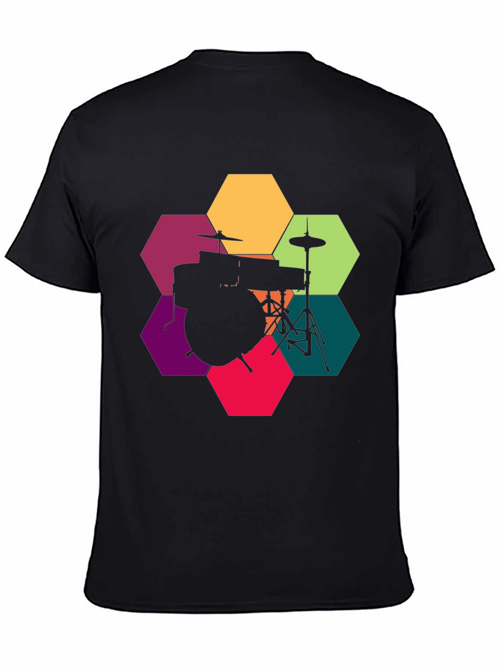 Drum Kit Hexagon Graphic T-Shirt