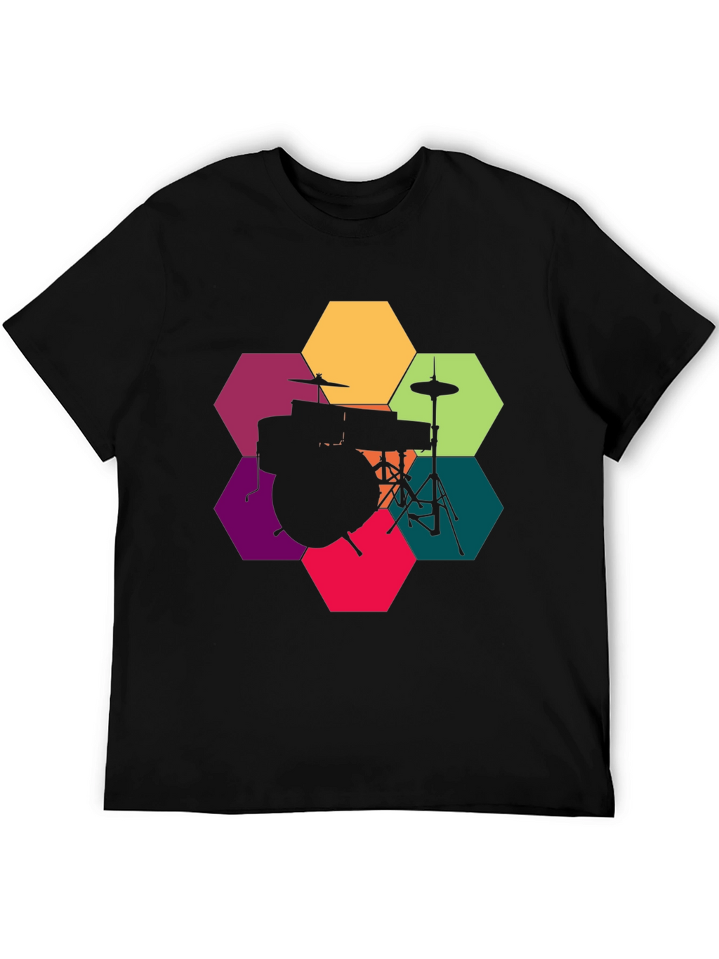 Drum Kit Hexagon Graphic T-Shirt