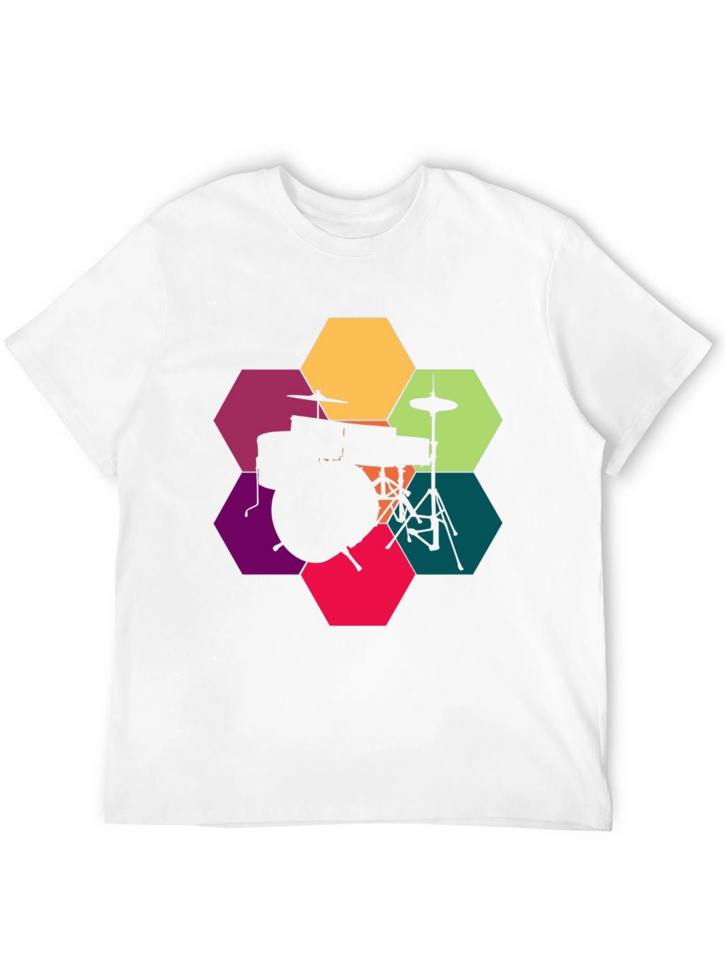 Drum Kit Hexagon Graphic T-Shirt