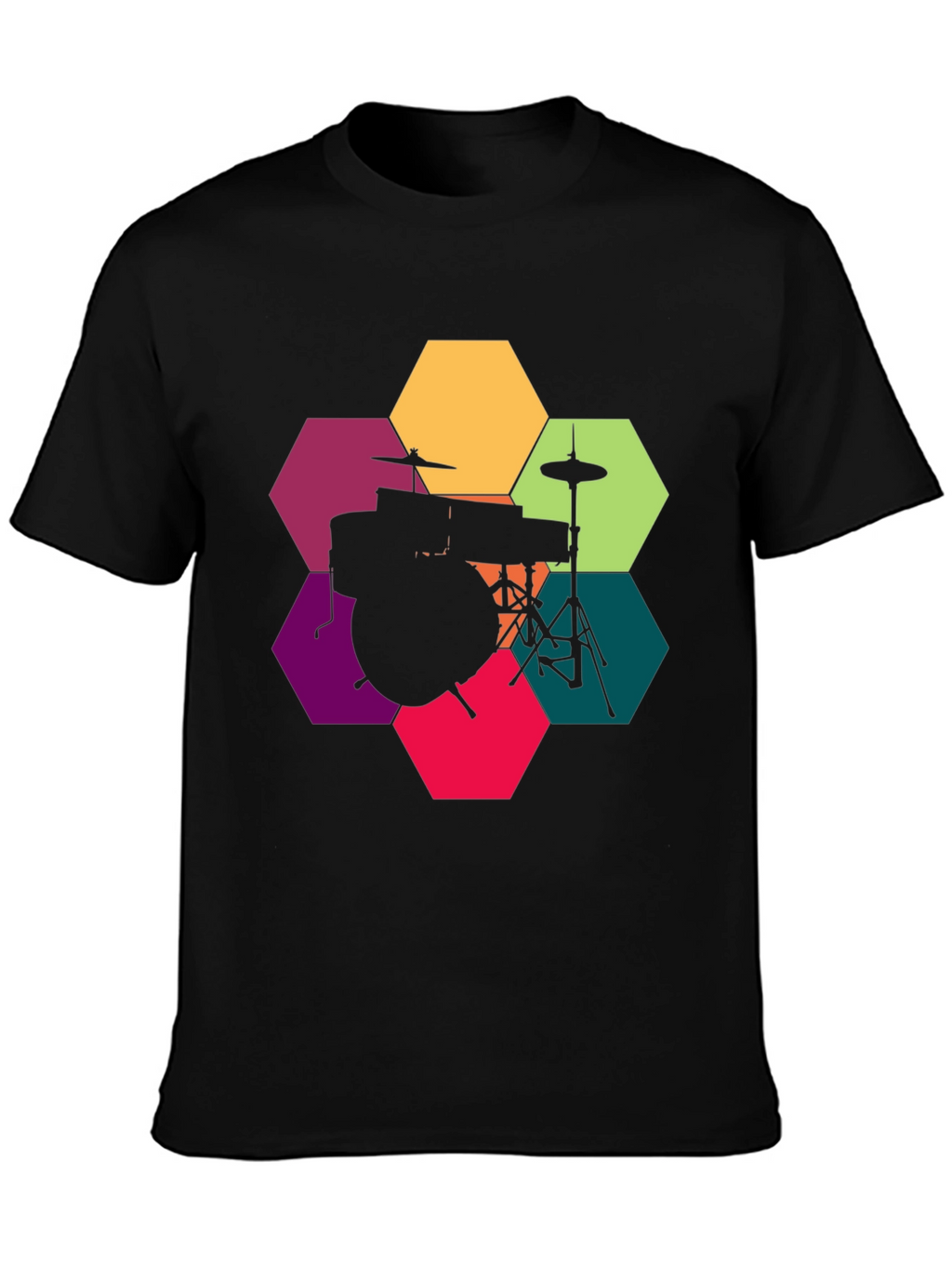 Drum Kit Hexagon Graphic T-Shirt