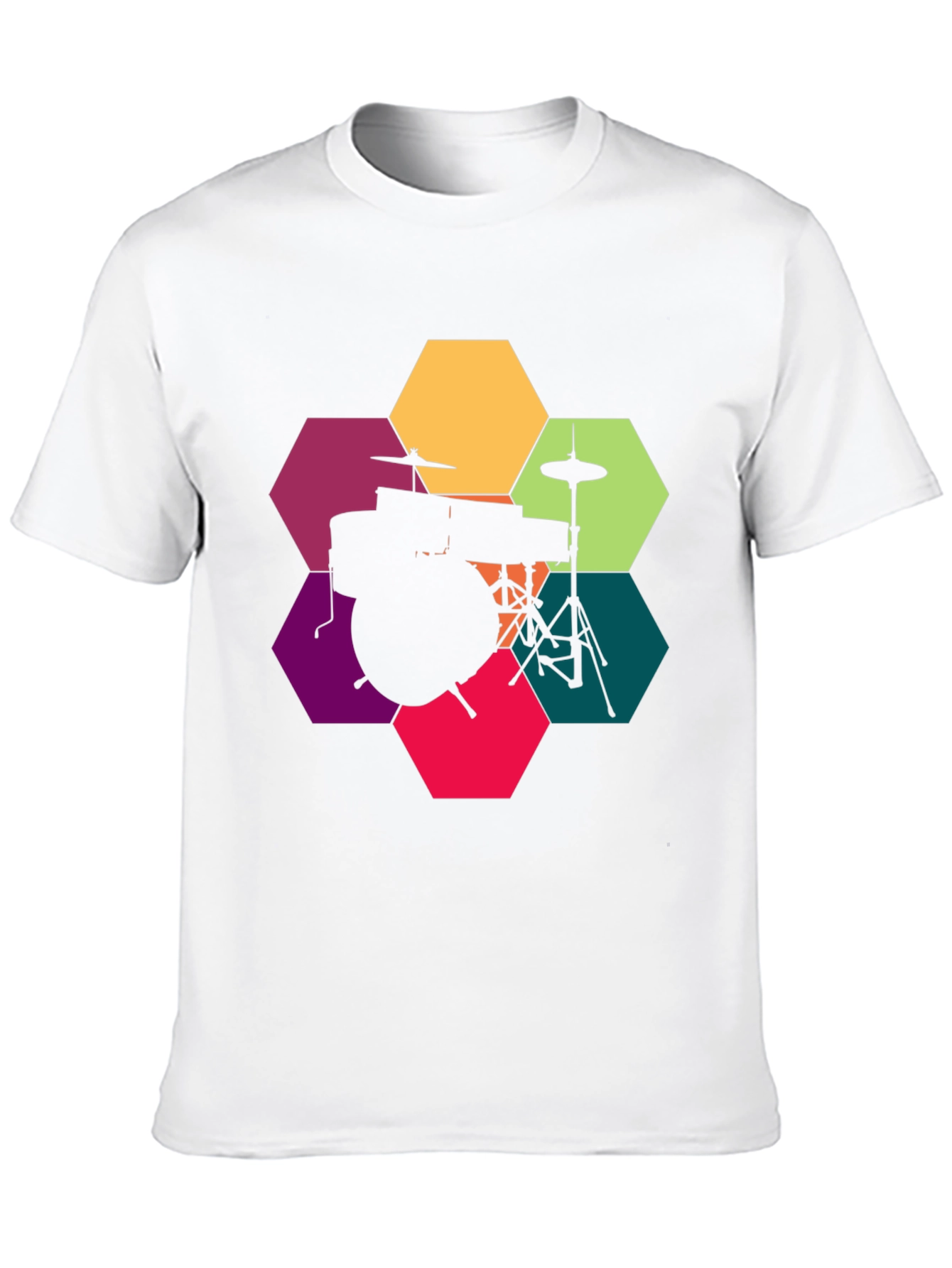 Drum Kit Hexagon Graphic T-Shirt