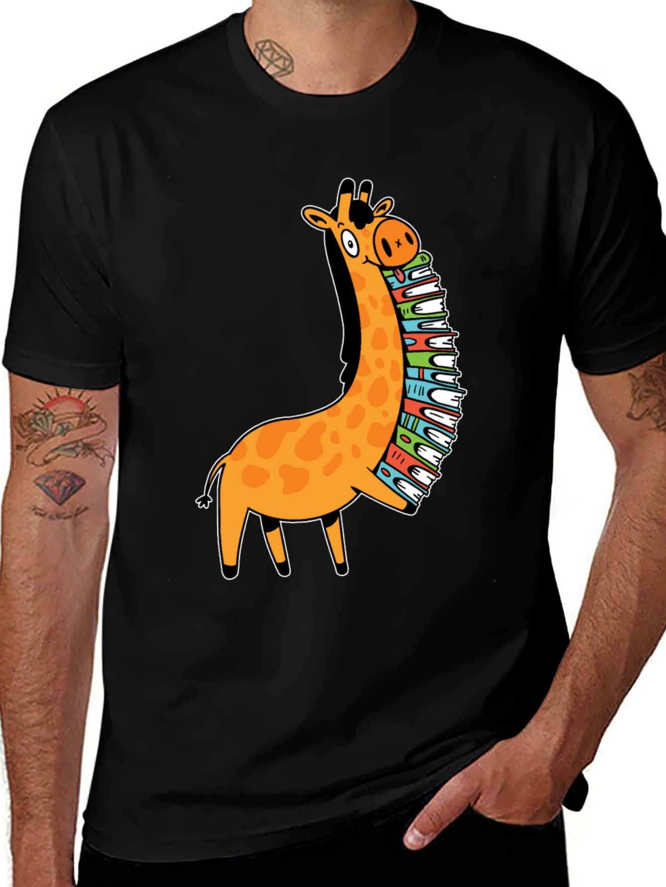 Giraffe Reading T-Shirt - Book Lover Tee