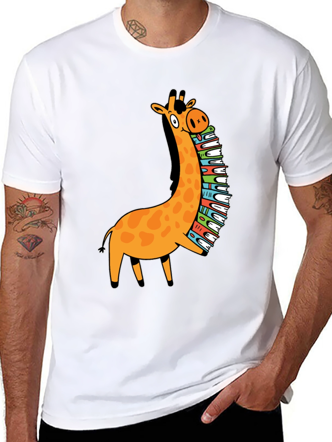 Giraffe Reading T-Shirt - Book Lover Tee