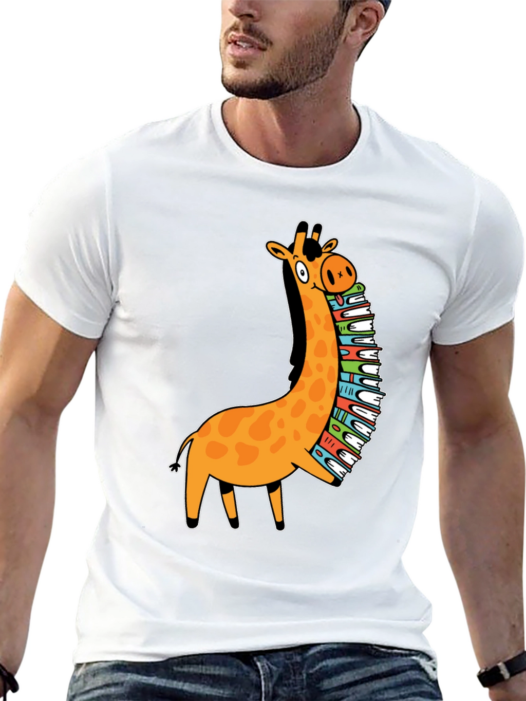 Giraffe Reading T-Shirt - Book Lover Tee