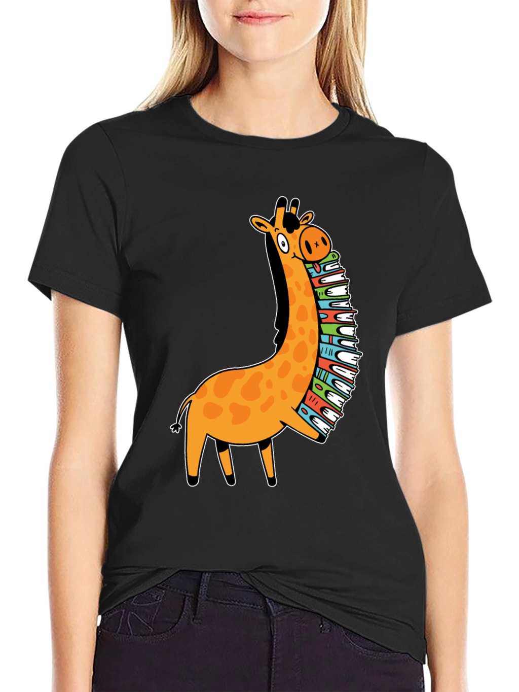Giraffe Reading T-Shirt - Book Lover Tee
