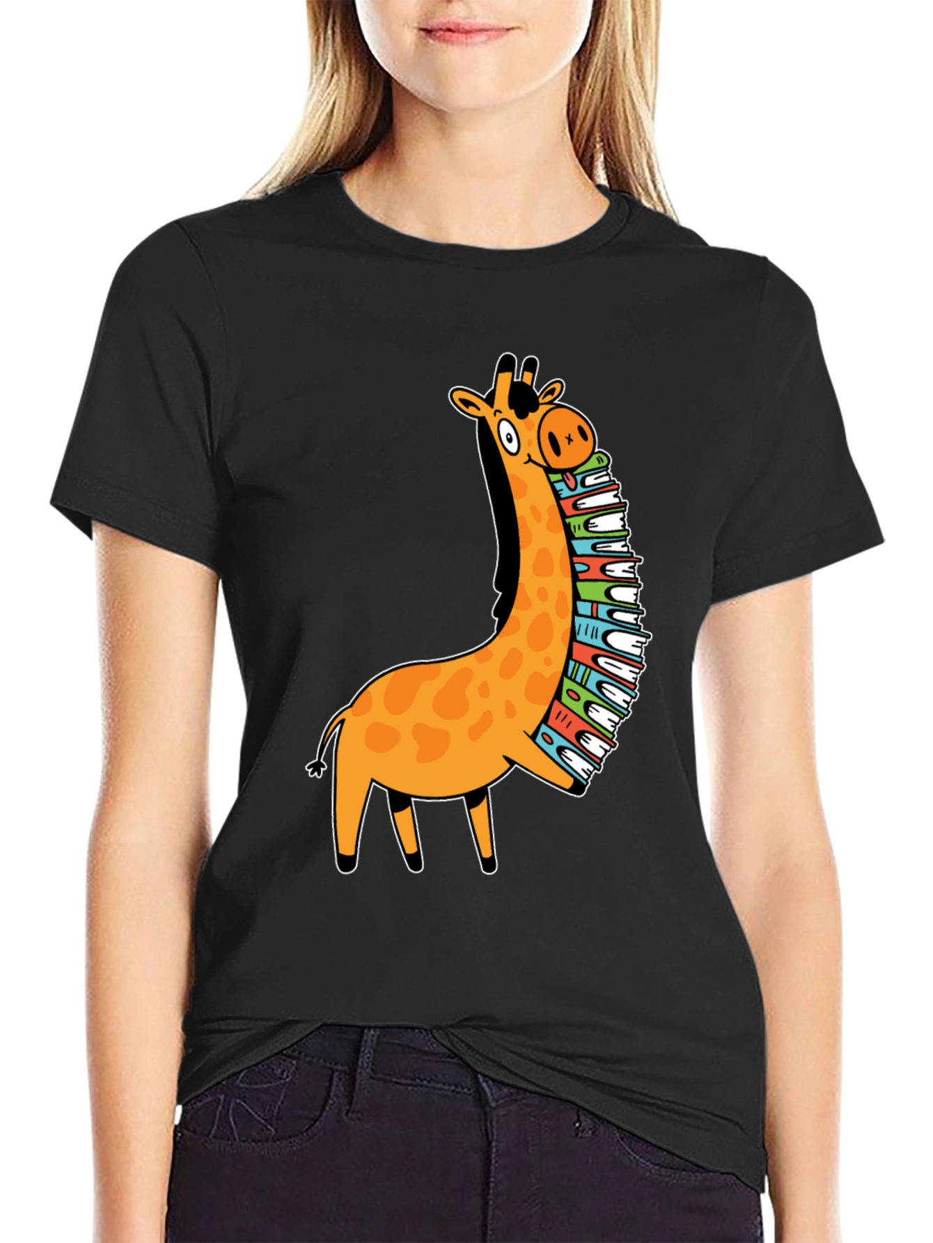 Giraffe Reading T-Shirt - Book Lover Tee