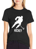 Hockey Player Graphic Tee - Stylish Black Cotton T-Shirt