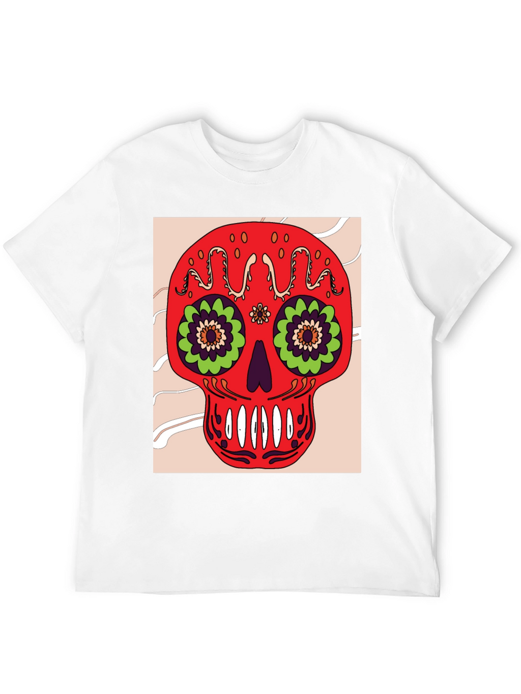 Sugar Skull Graphic Tee - Mens Black Cotton T-Shirt