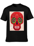Sugar Skull Graphic Tee - Mens Black Cotton T-Shirt