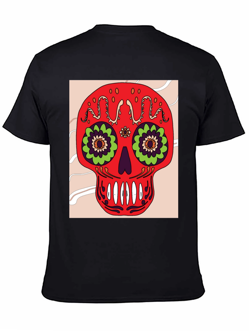 Sugar Skull Graphic Tee - Mens Black Cotton T-Shirt
