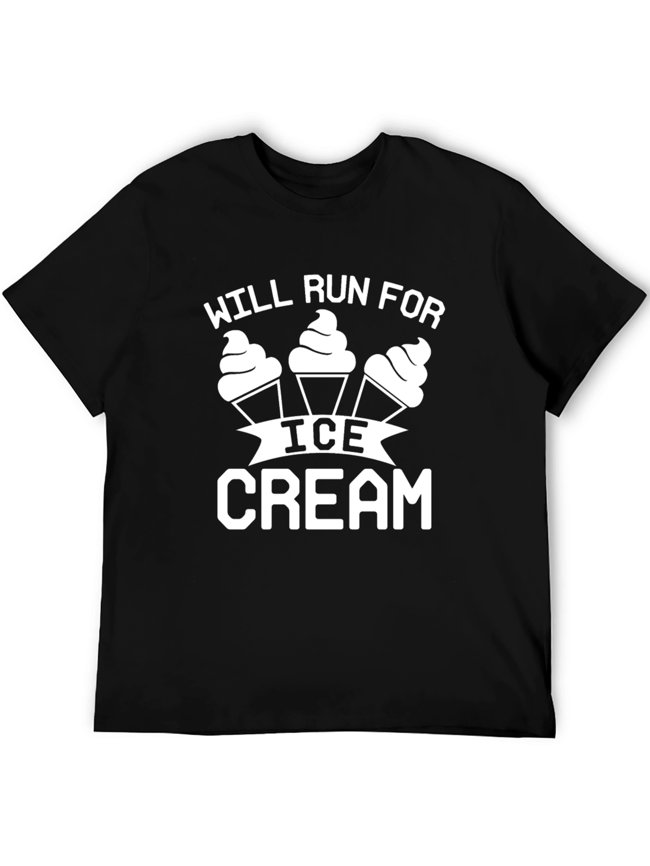 Will Run For Ice Cream Black Tee Shirt