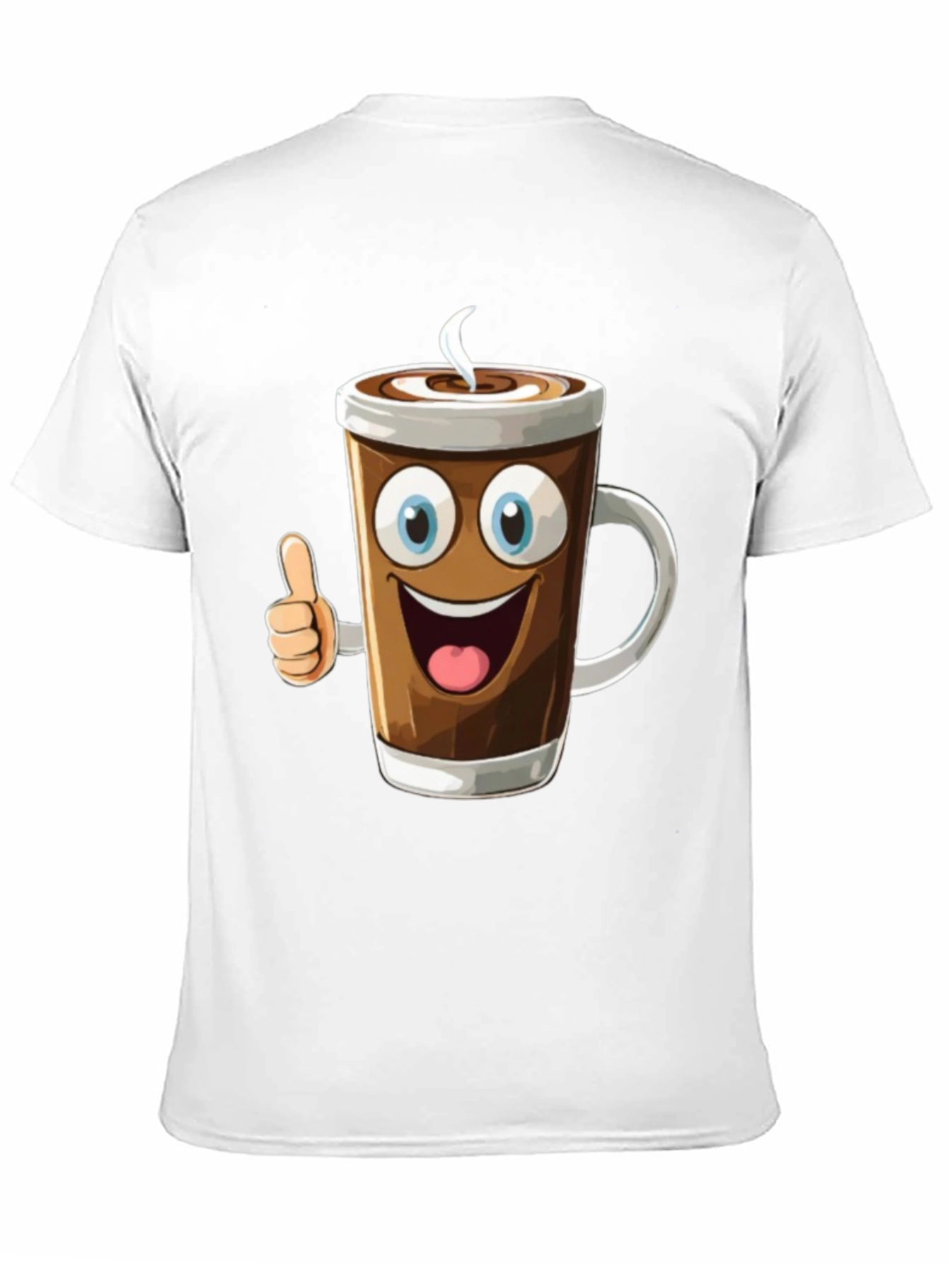 Cartoon Coffee Cup Graphic T-Shirt