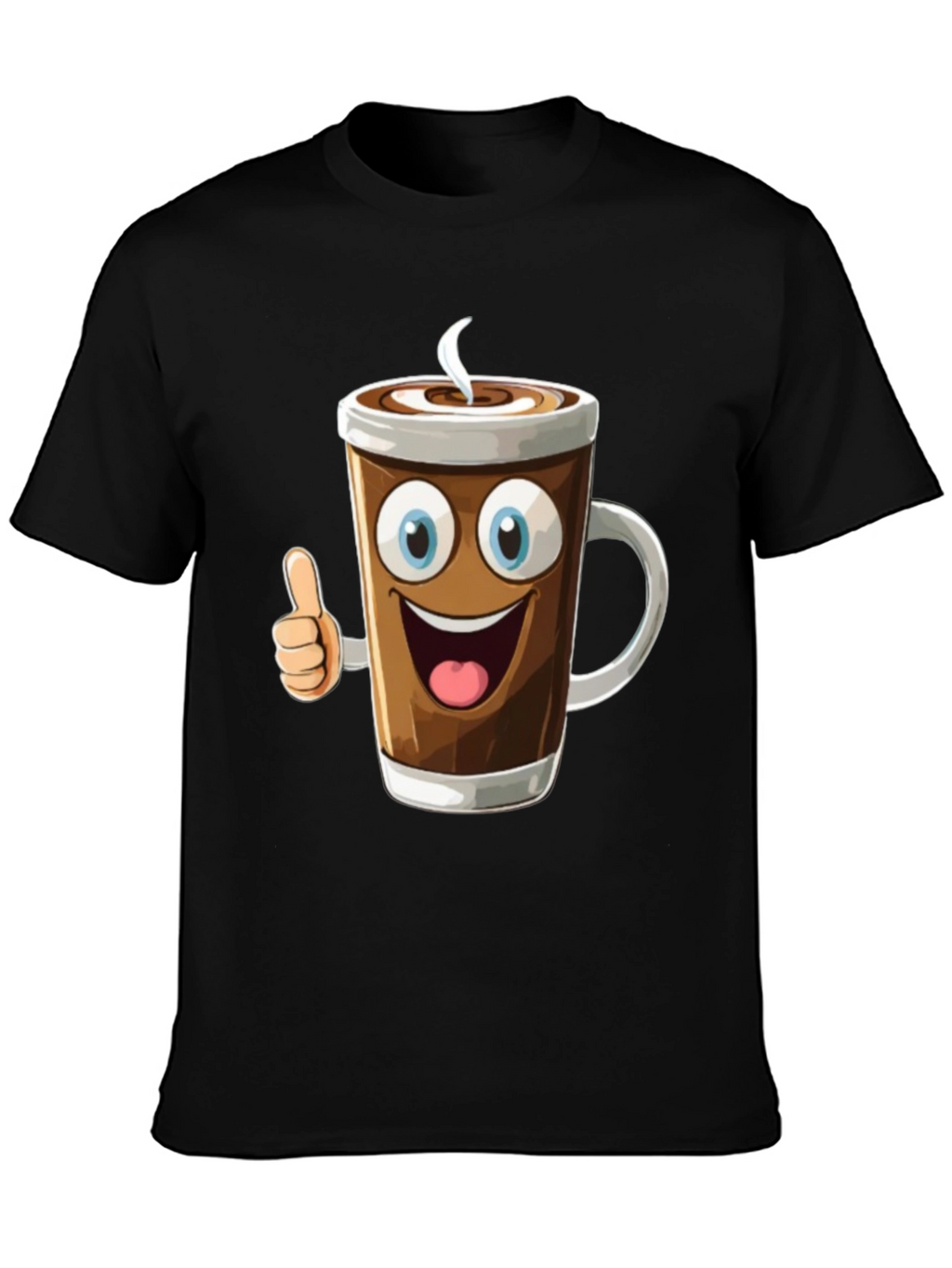 Cartoon Coffee Cup Graphic T-Shirt