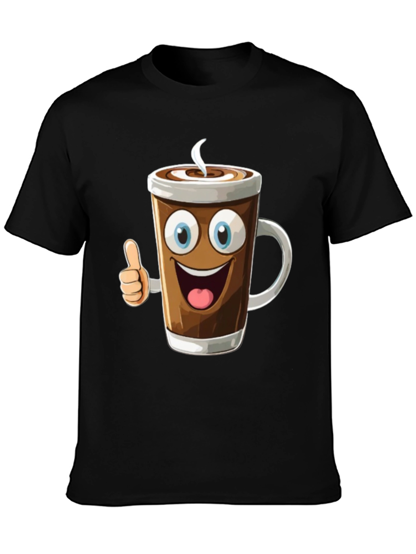 Cartoon Coffee Cup Graphic T-Shirt