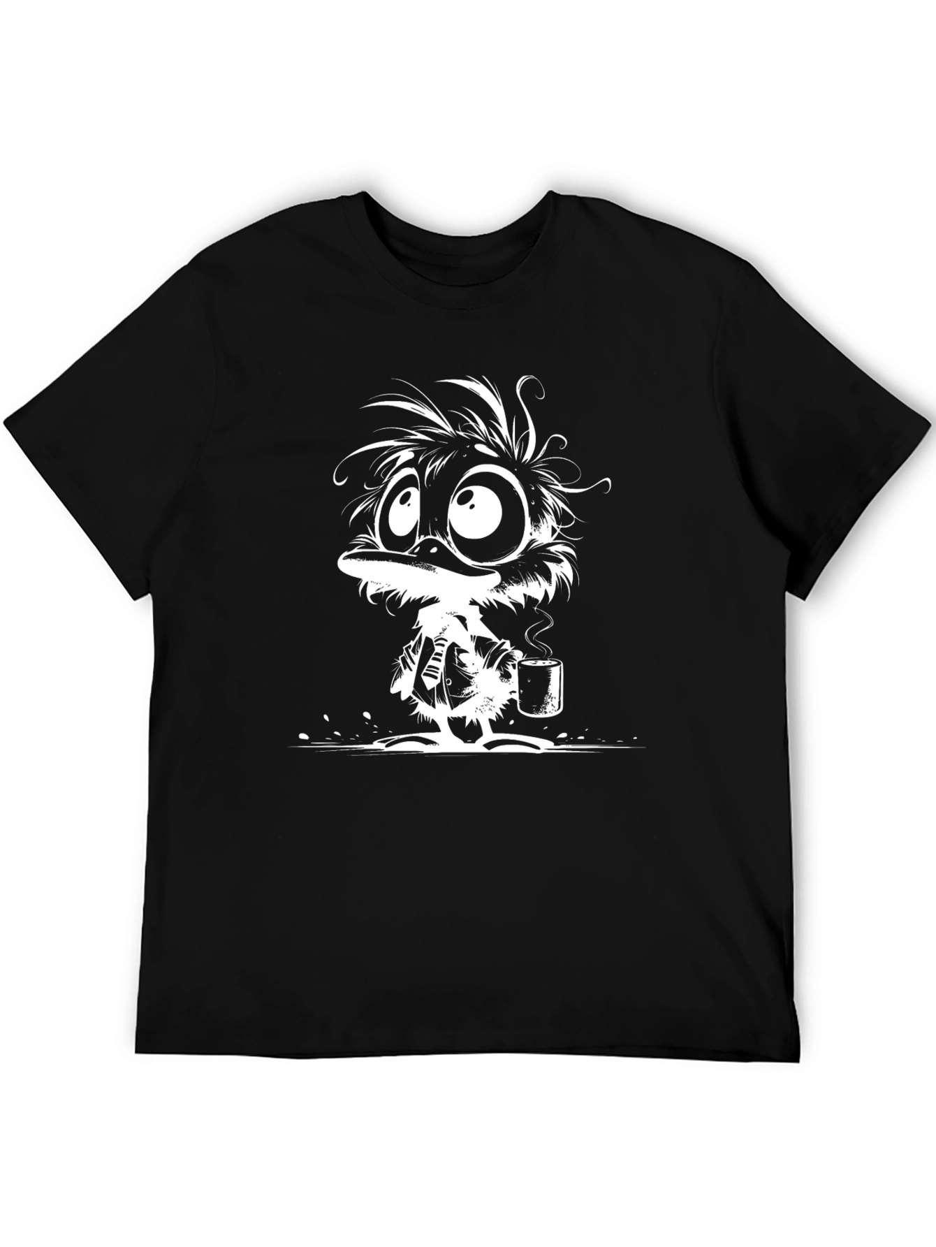 Whimsical Cartoon Duck T-Shirt - Coffee Lovers Tee
