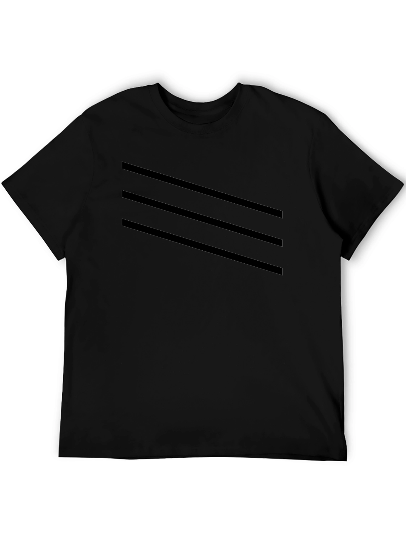 Mens Black T-Shirt with Striped Design