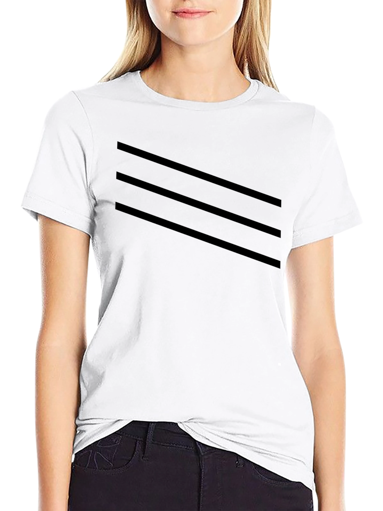 Mens Black T-Shirt with Striped Design