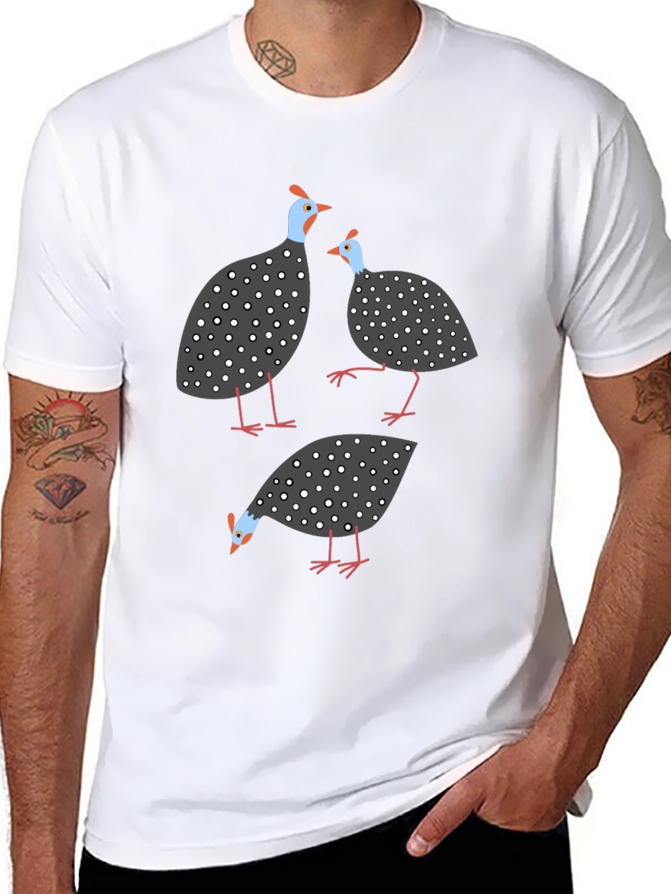 Guinea Fowl Graphic Tee - Black Unisex T-Shirt