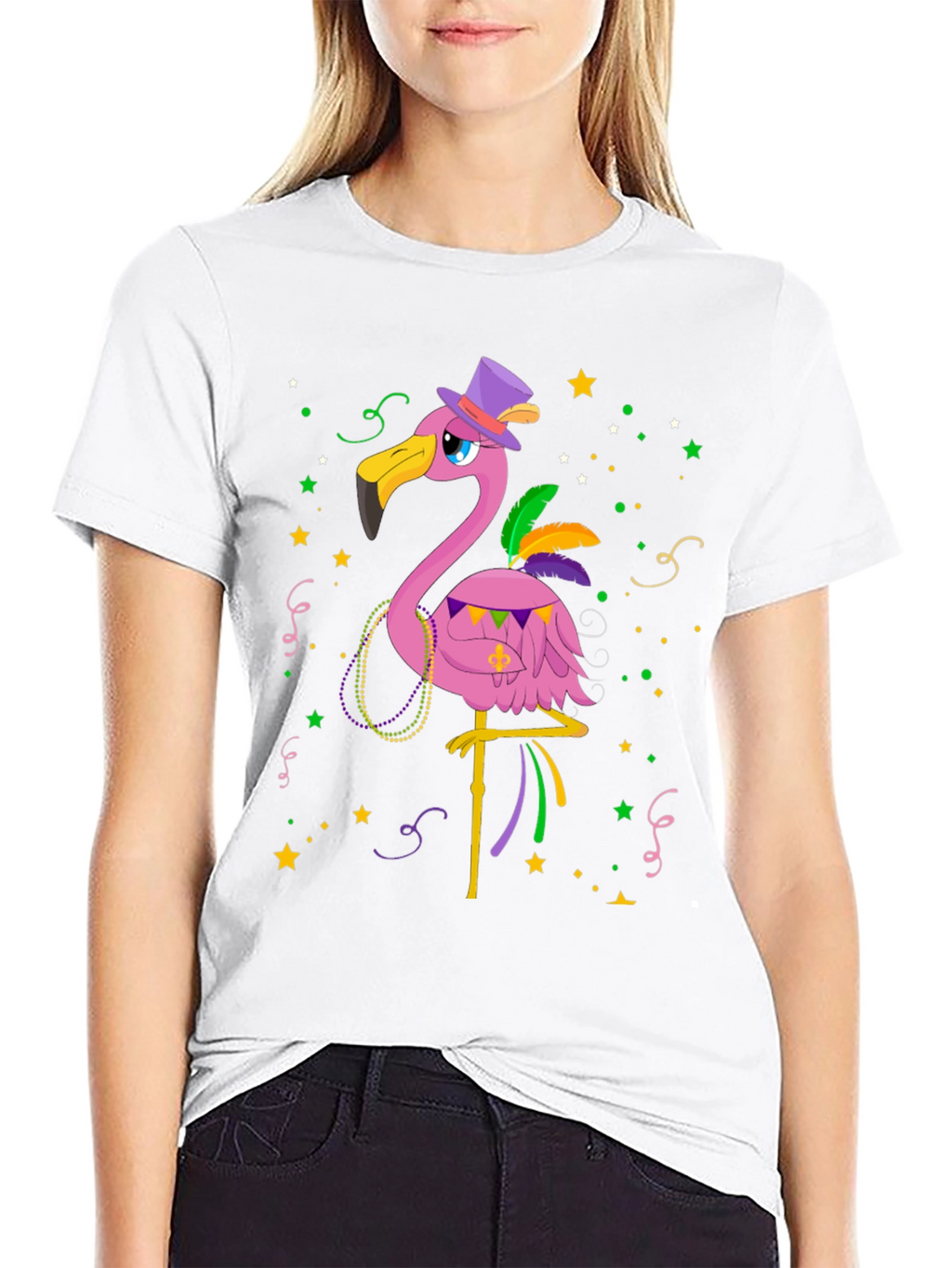 Festive Flamingo Mardi Gras T-Shirt