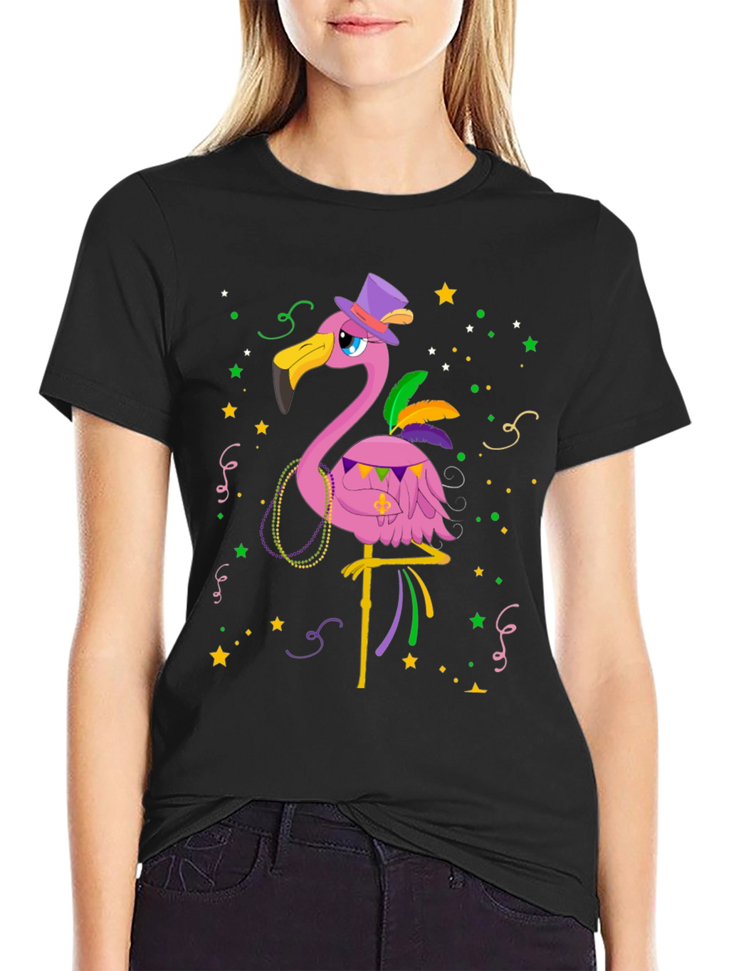 Festive Flamingo Mardi Gras T-Shirt
