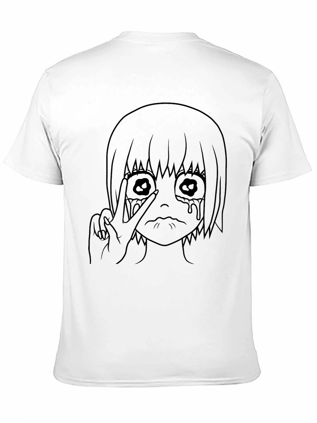Black Graphic Tee - Anime Girl Design
