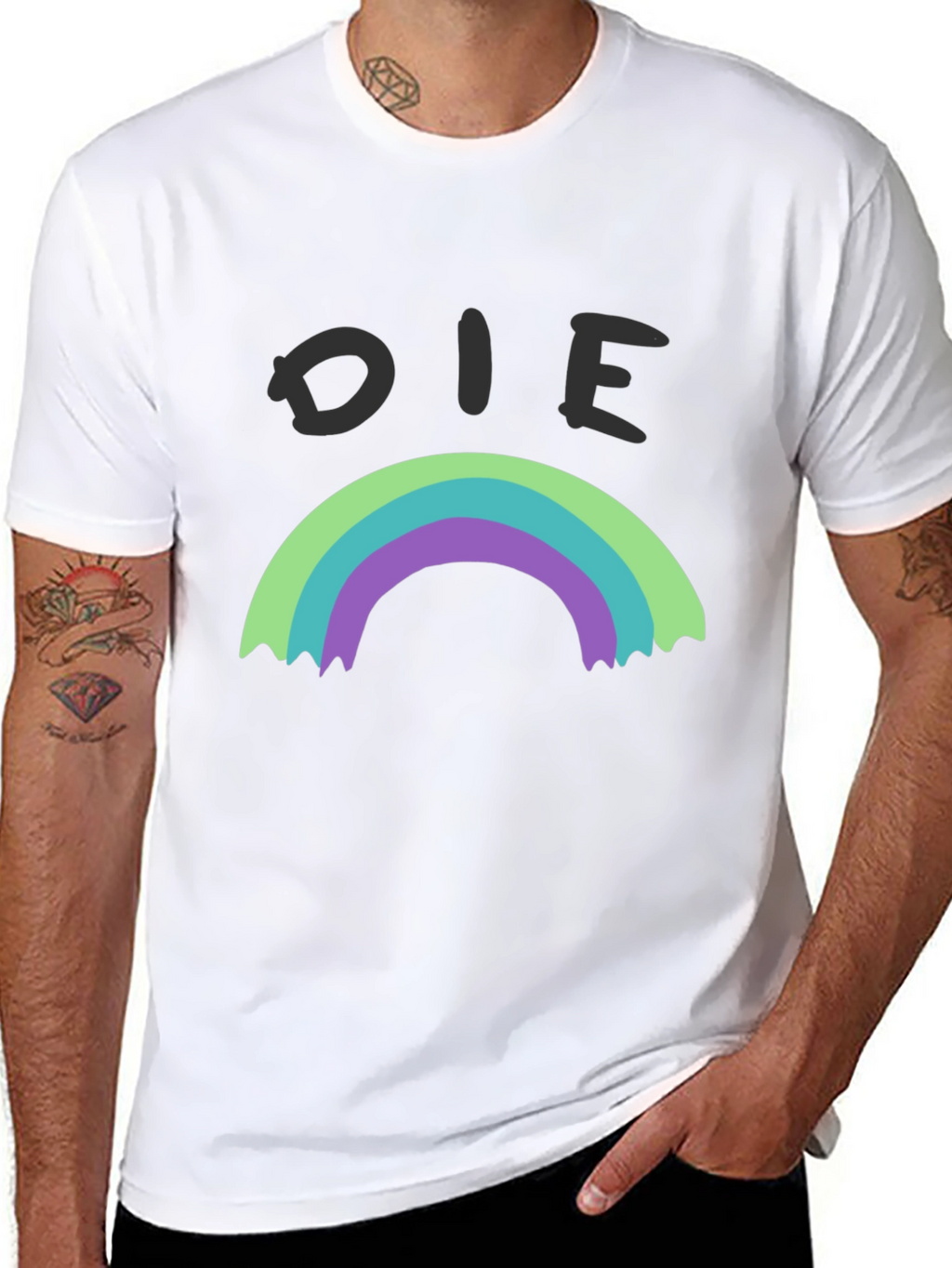 Die Rainbow Graphic Tee - Black Cotton Shirt