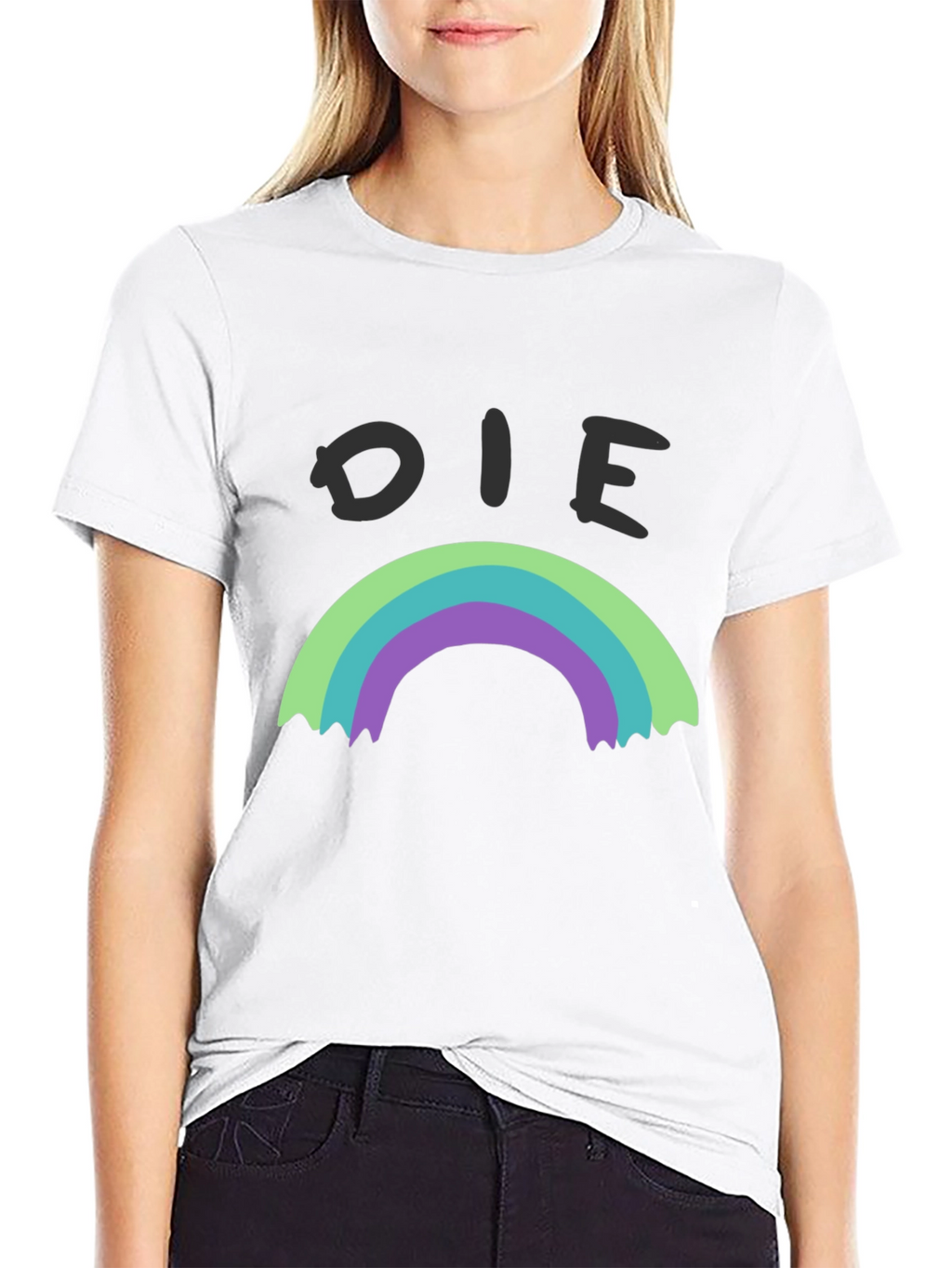 Die Rainbow Graphic Tee - Black Cotton Shirt
