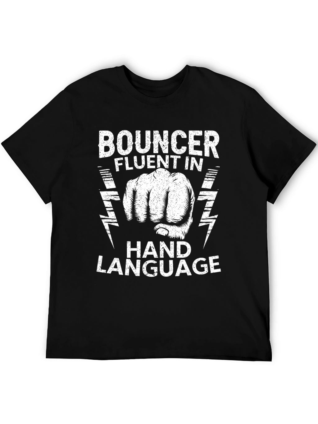 Bouncer Fluent in Hand Language Black T-Shirt