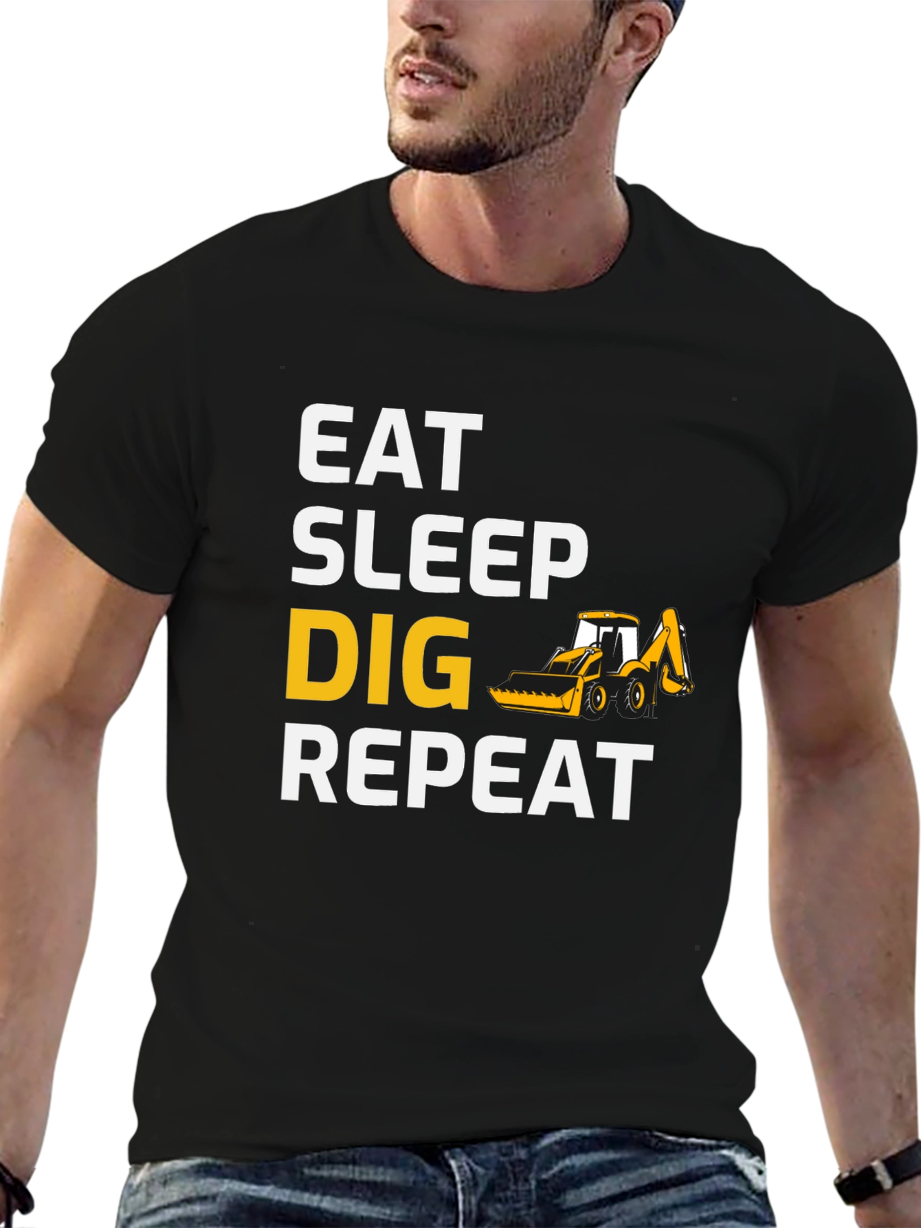 Eat Sleep Dig Repeat T-Shirt - Black Cotton Tee