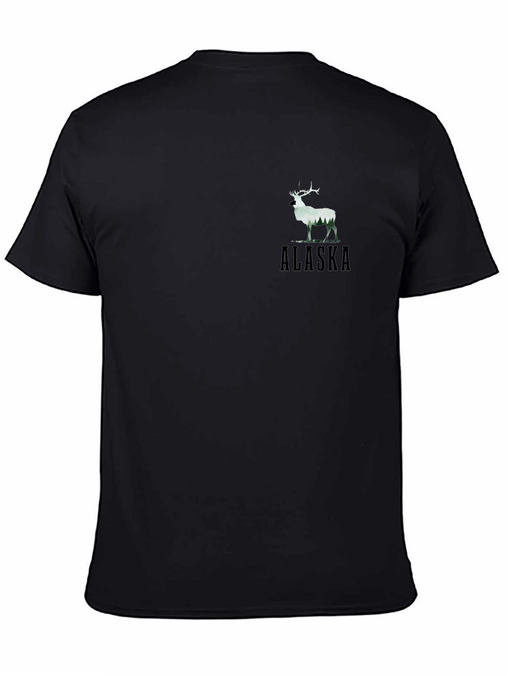 Alaska Deer Graphic Black T-Shirt