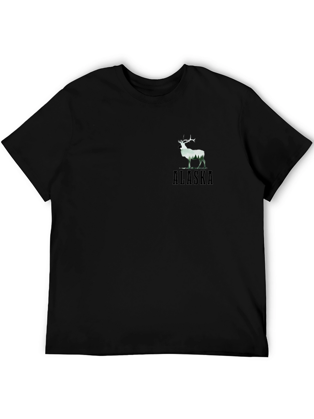 Alaska Deer Graphic Black T-Shirt