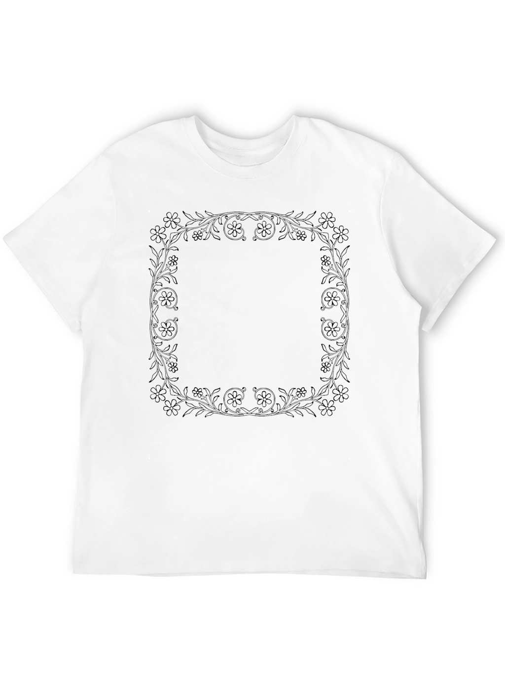 Floral Frame Black T-Shirt - Stylish Casual Wear
