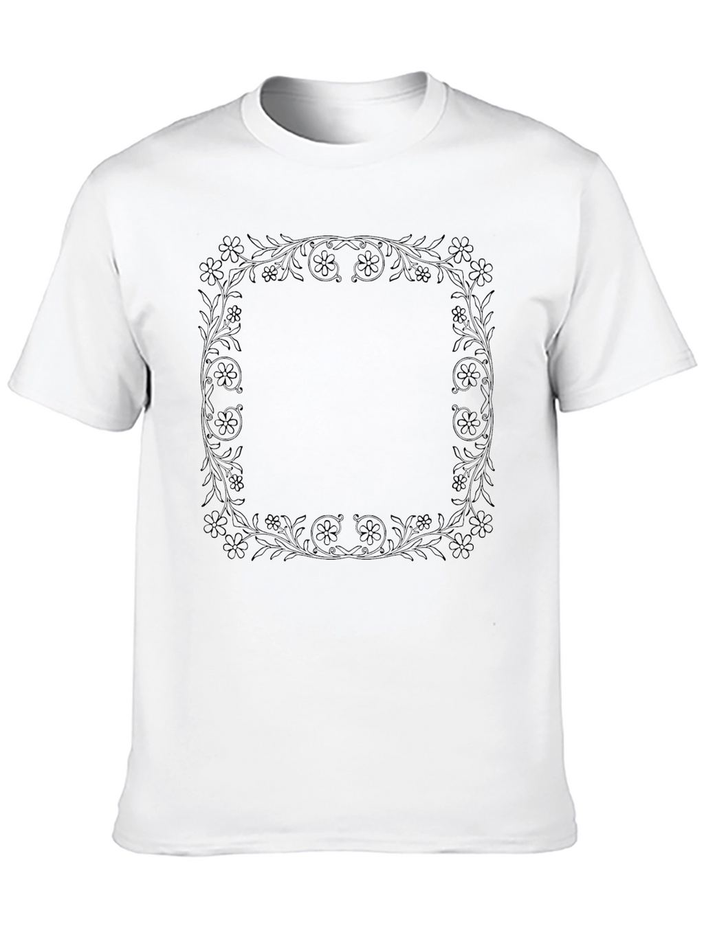 Floral Frame Black T-Shirt - Stylish Casual Wear