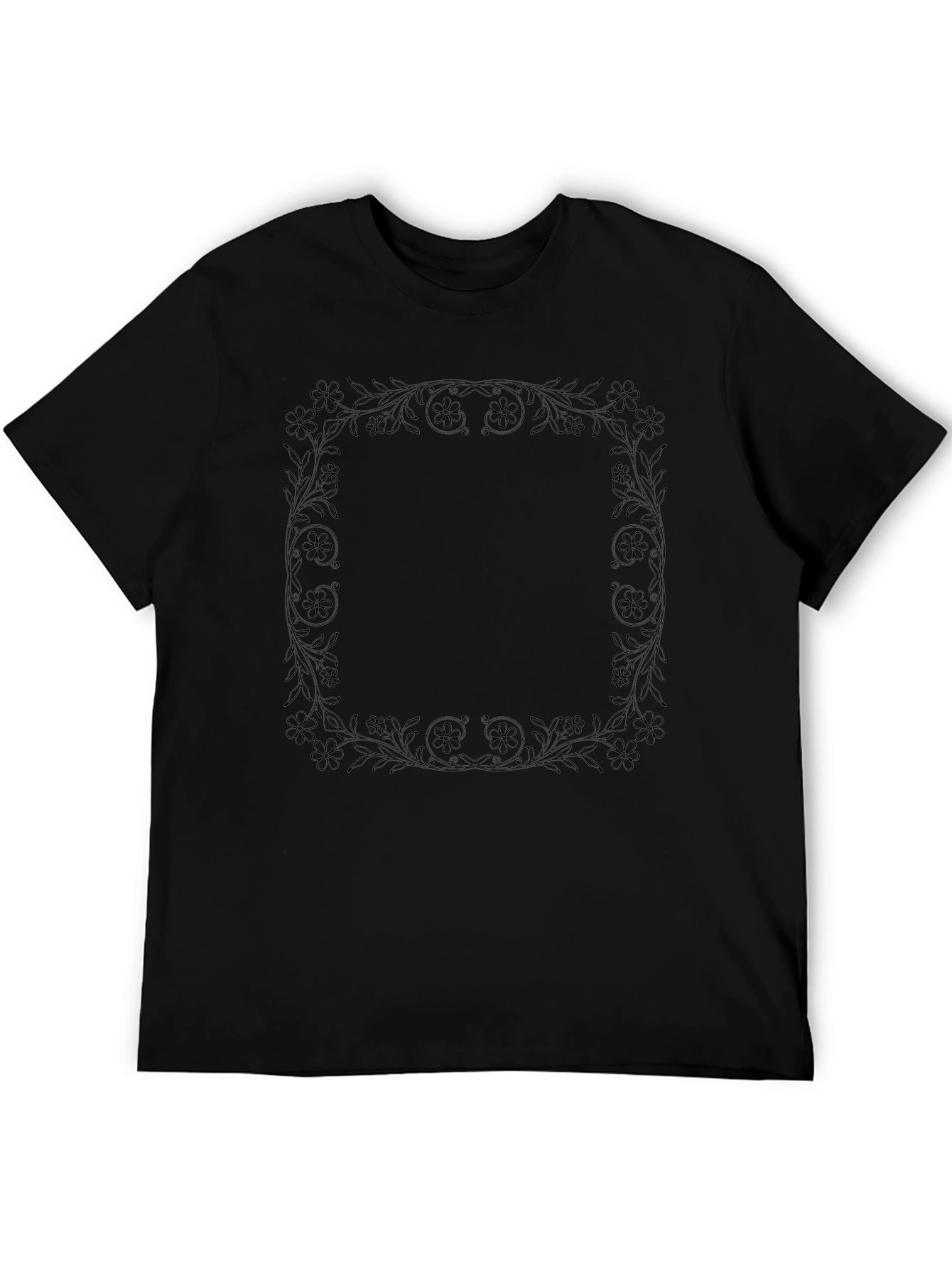 Floral Frame Black T-Shirt - Stylish Casual Wear