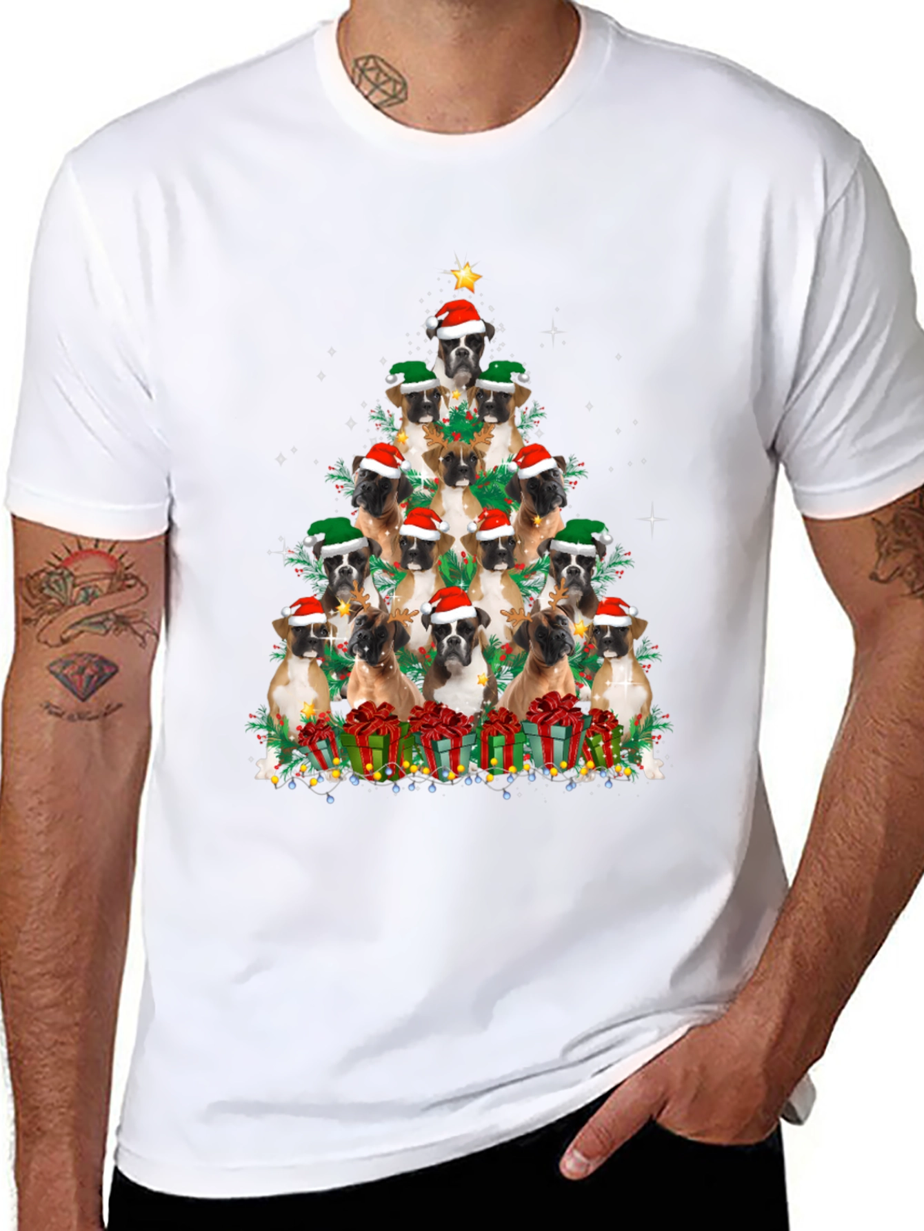 Boxer Dog Christmas Tree T-Shirt
