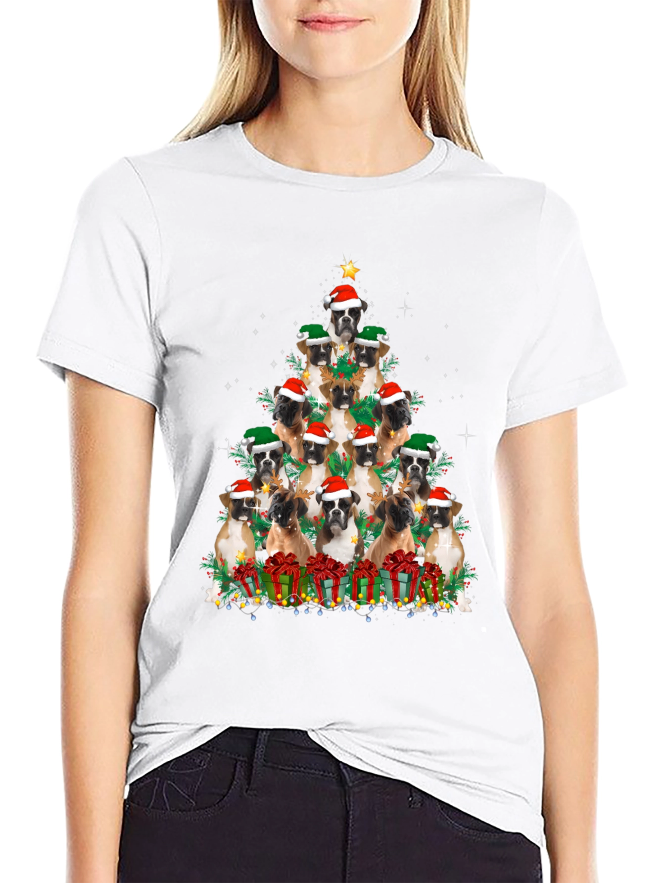 Boxer Dog Christmas Tree T-Shirt