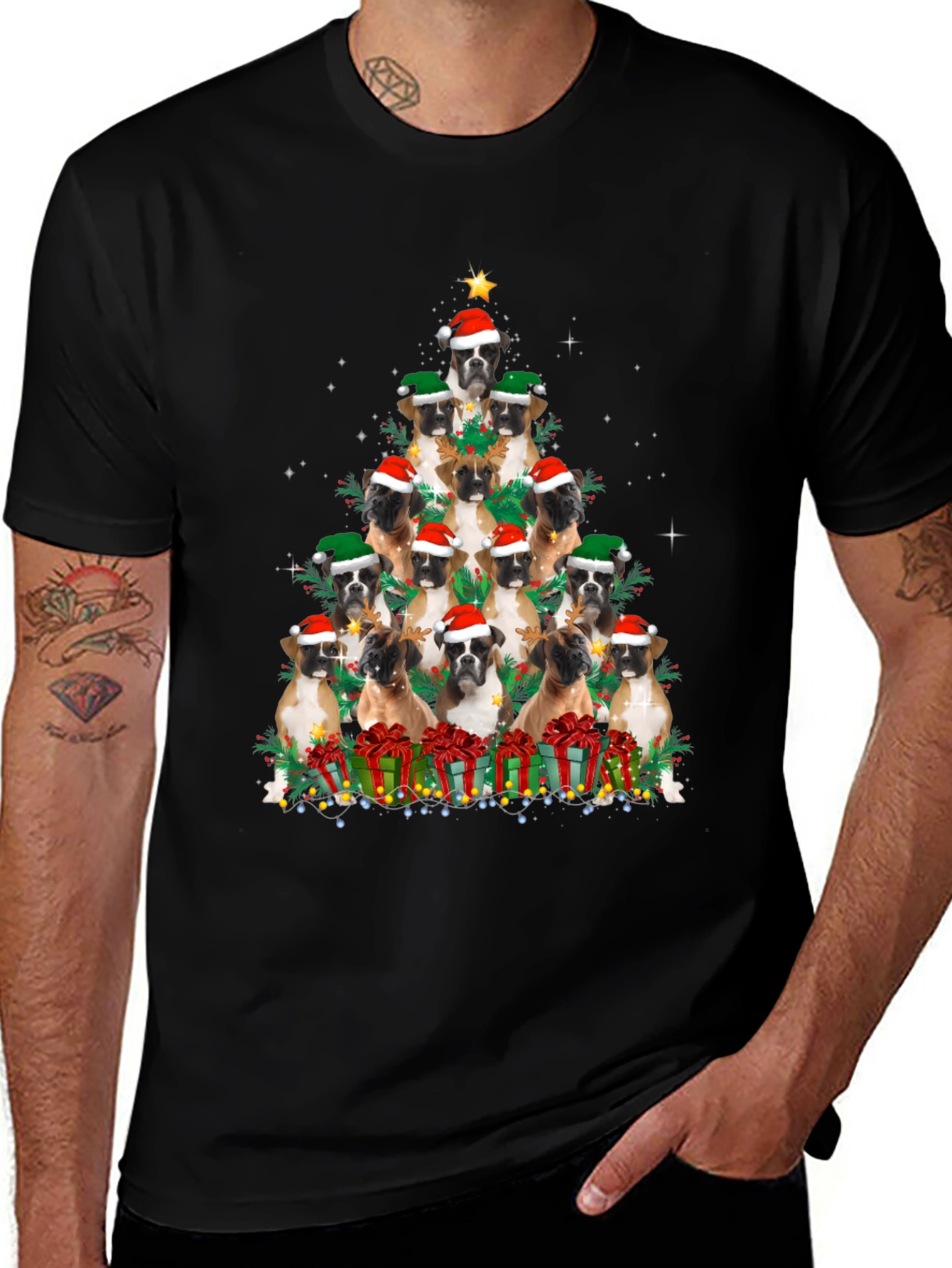 Boxer Dog Christmas Tree T-Shirt