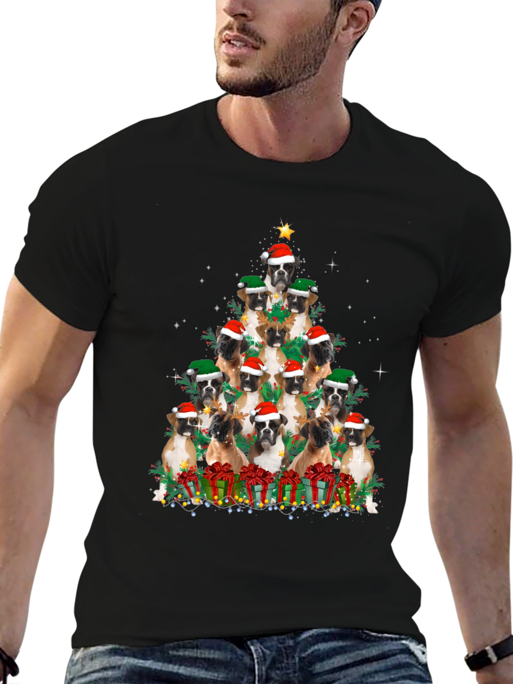 Boxer Dog Christmas Tree T-Shirt
