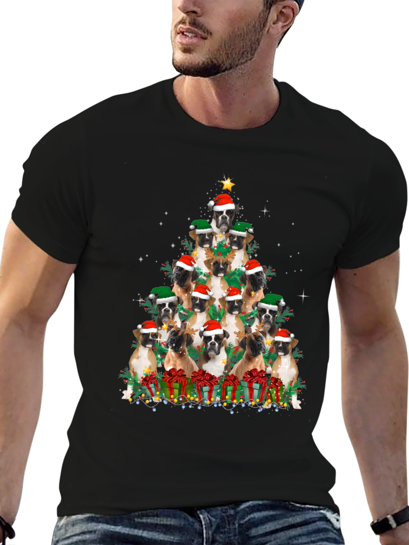 Boxer Dog Christmas Tree T-Shirt