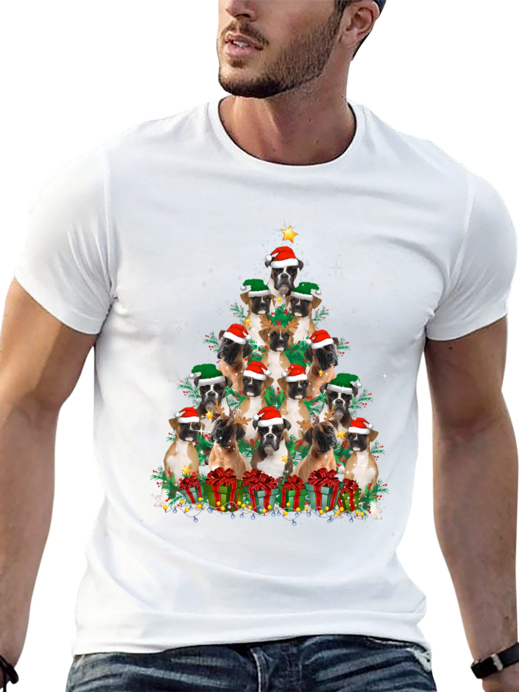 Boxer Dog Christmas Tree T-Shirt