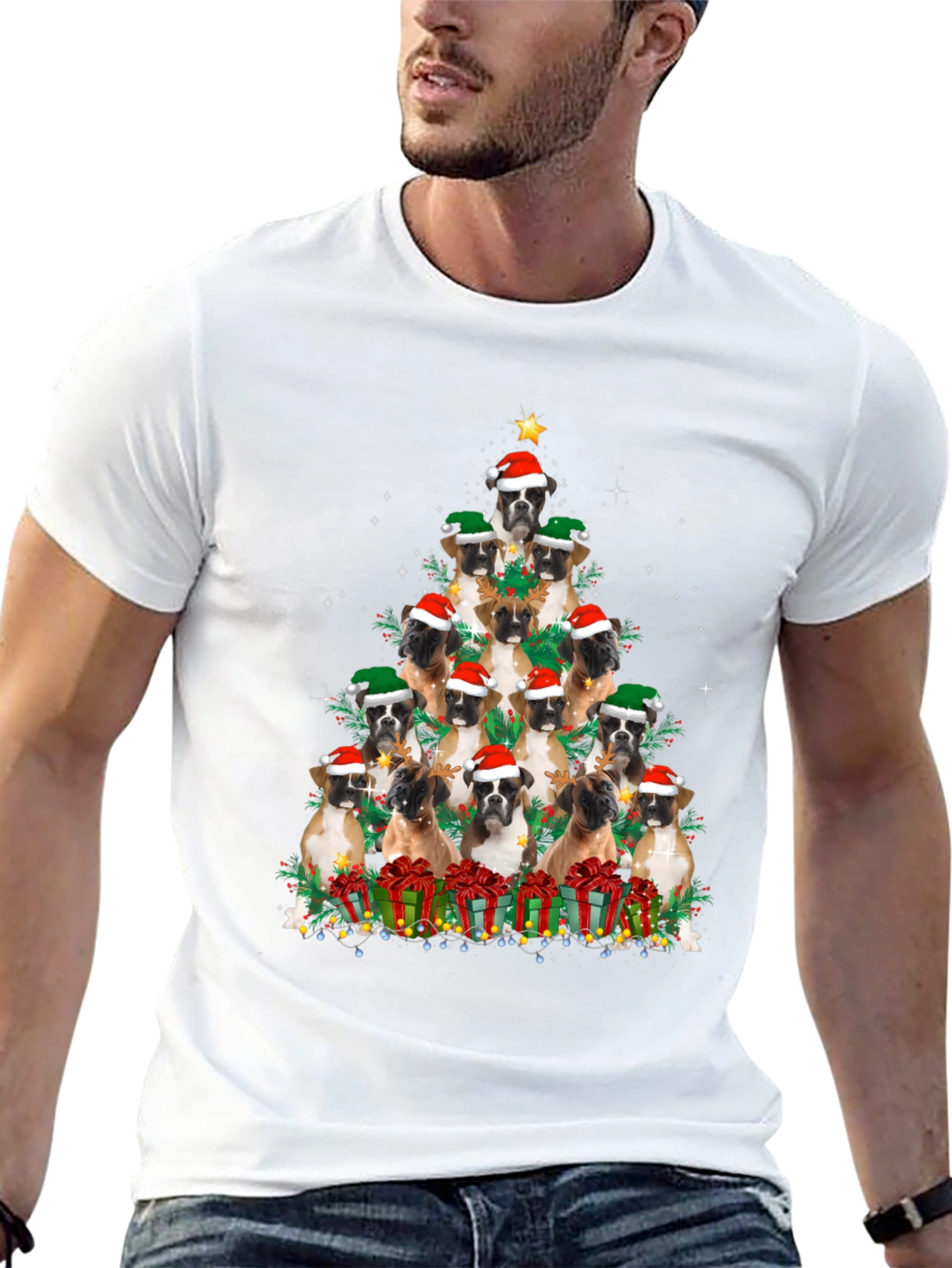 Boxer Dog Christmas Tree T-Shirt