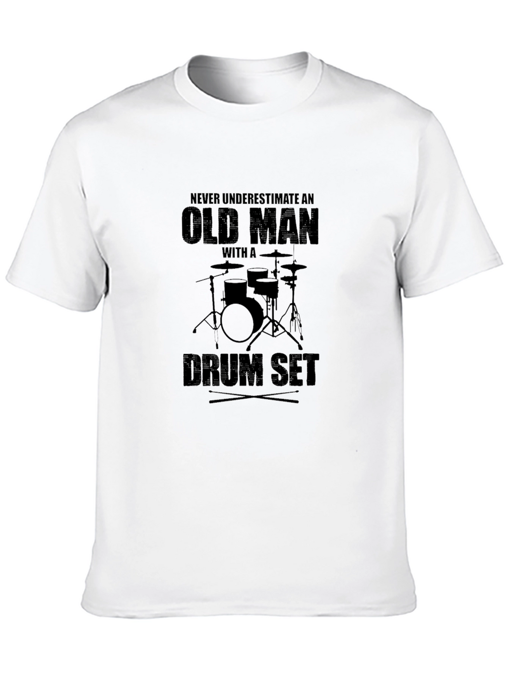 Old Man Drum Set Black T-Shirt