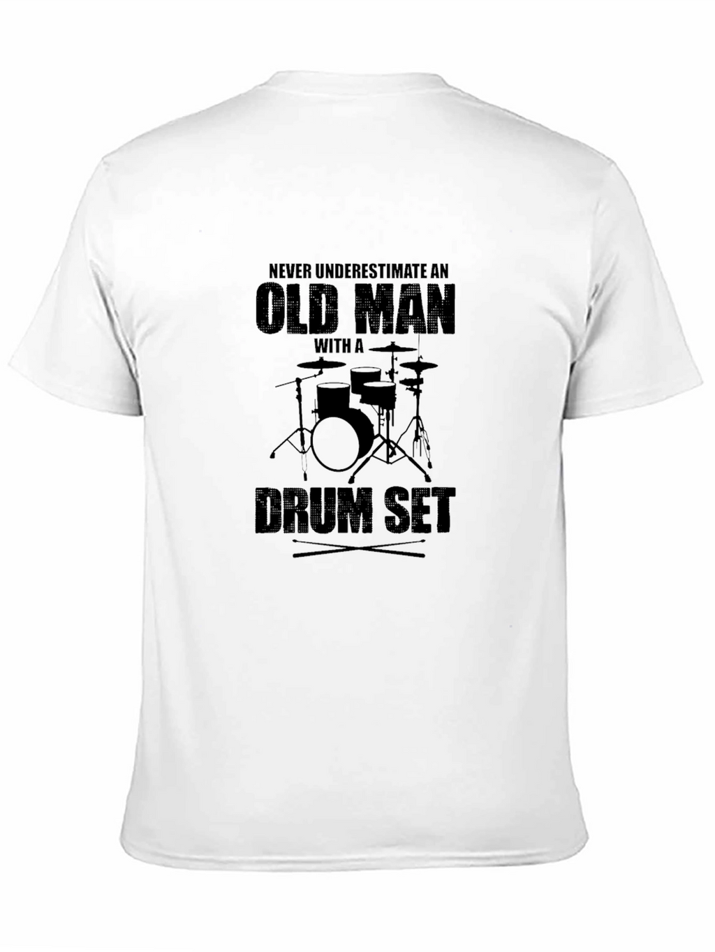 Old Man Drum Set Black T-Shirt