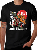 Tiger and Flowers Graphic Tee - Unique Design