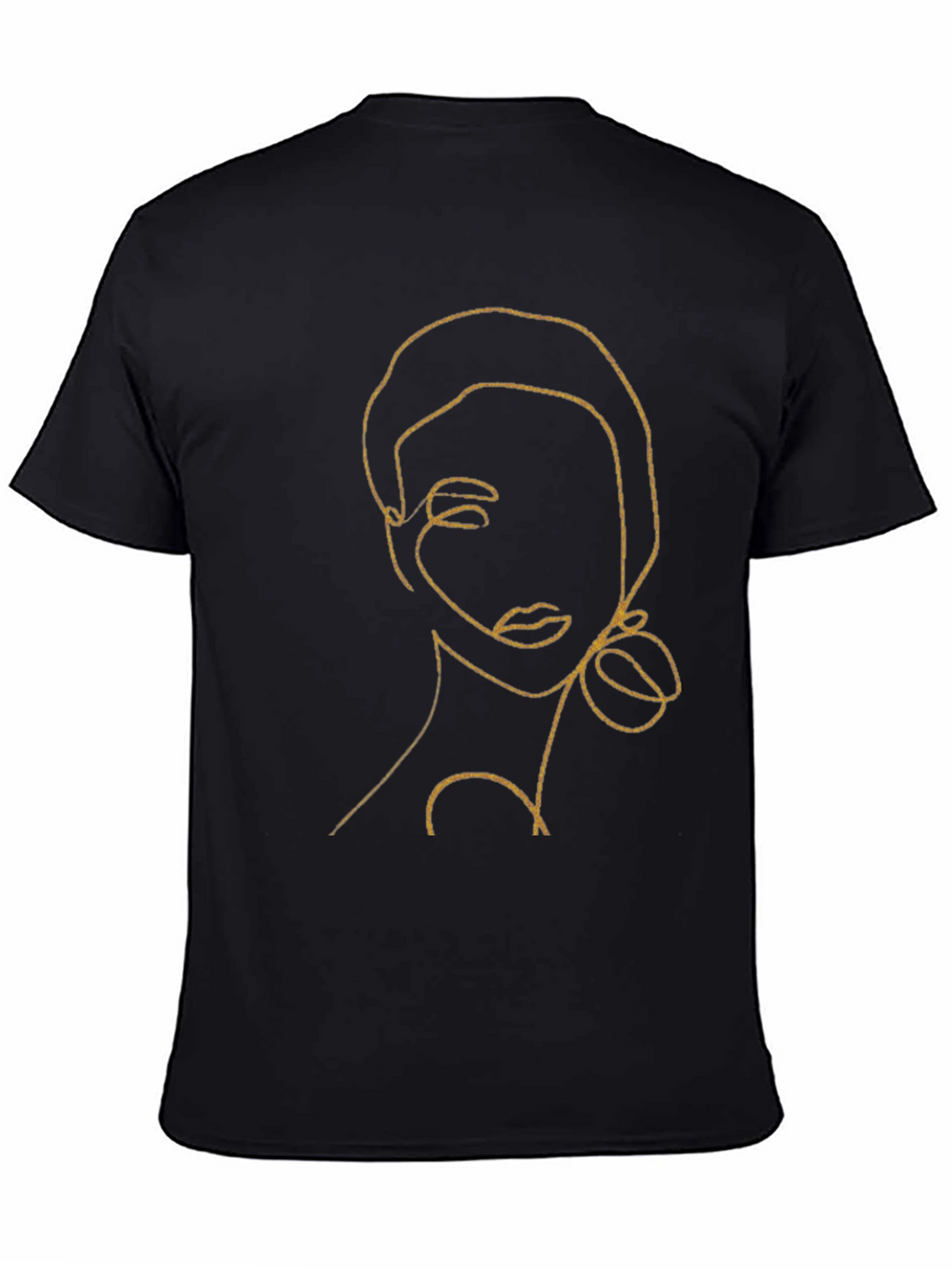 Abstract Woman Line Art Black T-Shirt