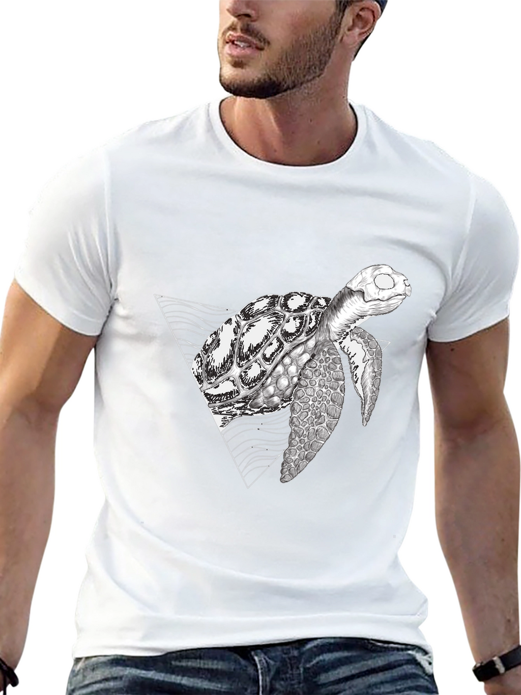 Geometric Turtle Black T-Shirt